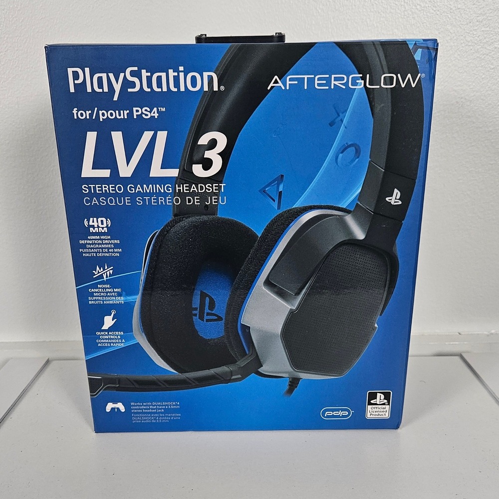PDP Afterglow LVL 3 Stereo Gaming Headset for PS4 PC Mobile Black Blue Wired